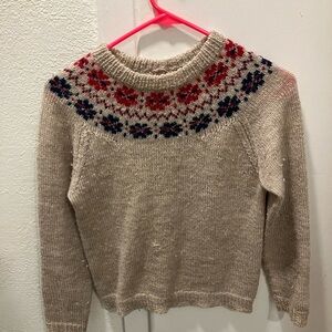 Vintage fair isle Sweater with Red and Blue Pattern, s or XS